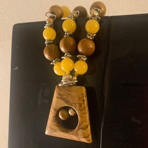 Artisan Yellow and Brown Beaded Necklace
